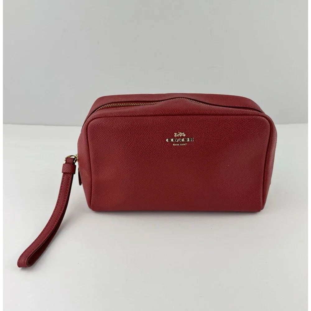 Coach Red Zip Cosmetic Makeup Bag Pouch with Zipper Closure